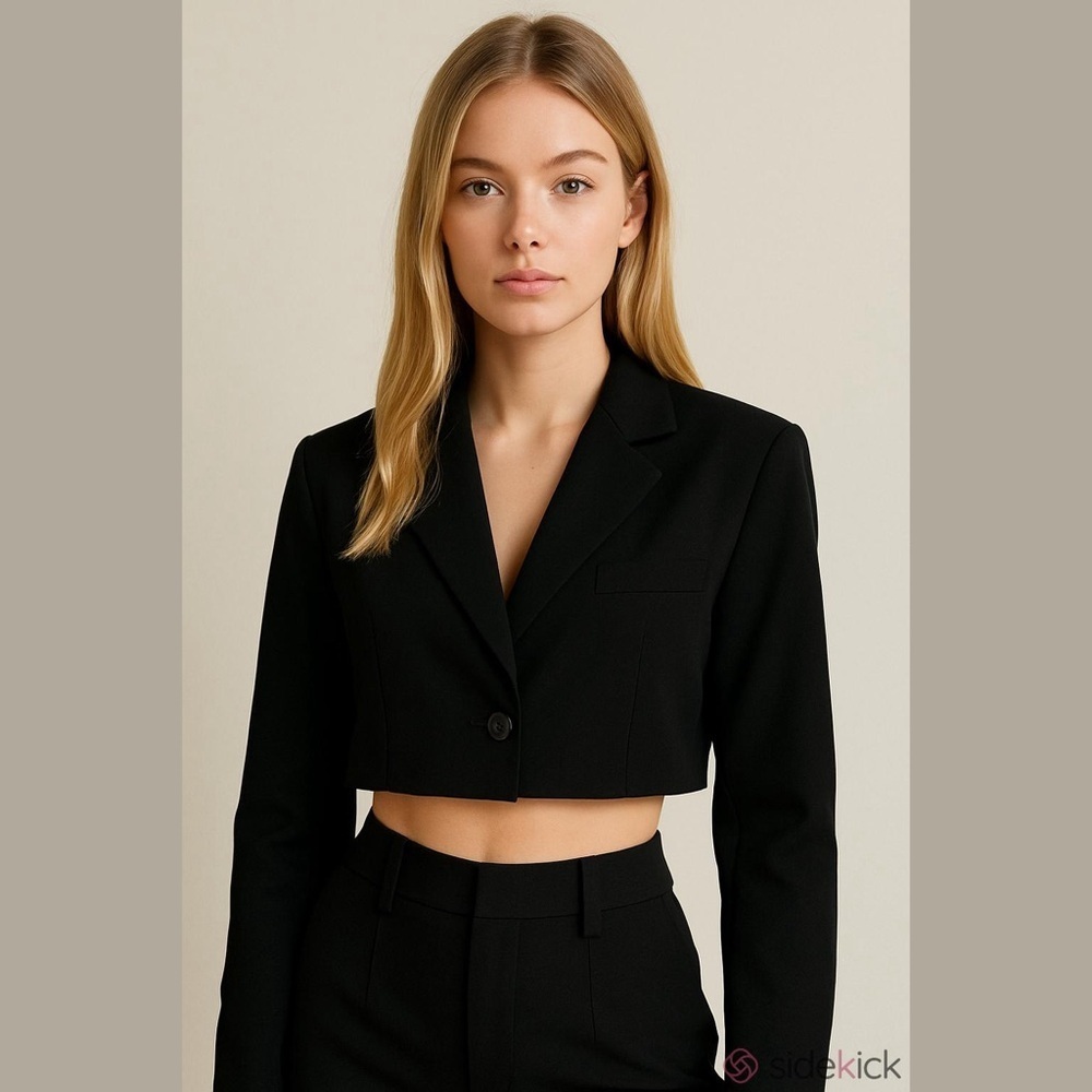 Black Women's Cropped Blazer - Picture 2 of 2